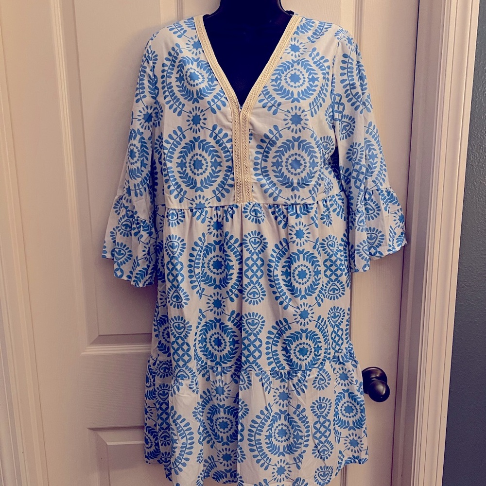 Saiph Lab knee length dress(36”)- Ladies Large-100% Cotton-NEW Feminine-Flirty-